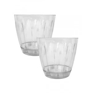 2 Adet Şeffaf Plastik Orkide Saksısı Seti - 1,5 Lt Hacim