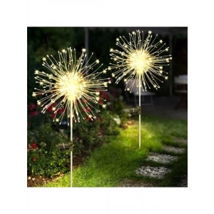 2 adet solar priz, bahçe lambası, 150 LED, dış mekan için, 8 mod, güneş enerjili lambalar, hava koşullarına dayanıklı, havai fişek, karahindiba, solar lamba, dış mekan, bahçe, yol, çim,          [Enerji Sınıfı A]