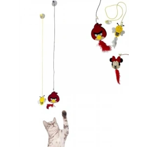 2 Adet Vantuzlu Kedi Oyuncağı Tüylü Zilli Oltası