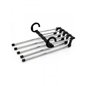 2 Katlı Katlanabilir 5li Pantolon Askısı - Siyah