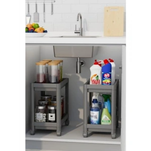 2 Katlı Tekerlekli Banyo Mutfak Rafı, Pratik ve Kullanışlı