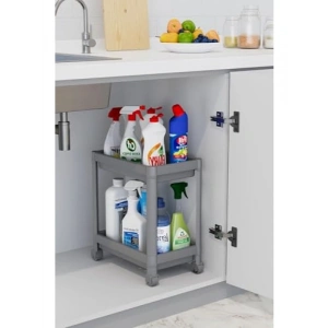 2 Katlı Tekerlekli Düzenleyici Raf - Mutfak ve Banyo için
