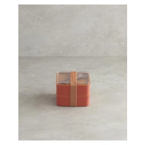 2 Katlı Turuncu Plastik Lunch Box - 720 ml + 720 ml