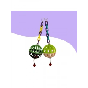 2li Renkli Çıngıraklı Kuş Top Oyuncak - 7 cm