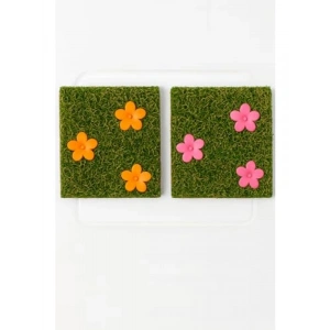 2li Set Dekoratif Çiçekli Çim Gider Kapağı