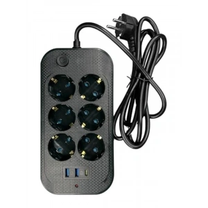 2 Metre Kablosu Olan 6lı Grup Priz, USB ve Type-C Girişleri