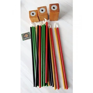 20 Adet Doğal Balmumu Dilek Mumu ve 3 Adet Ahşap Mumluk Seti