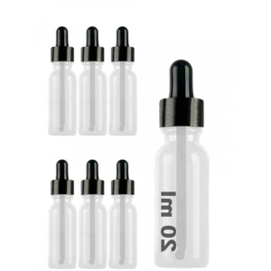 20 ml Metal Kapaklı Damlalık Şişesi, 6 Adet Set, Şeffaf