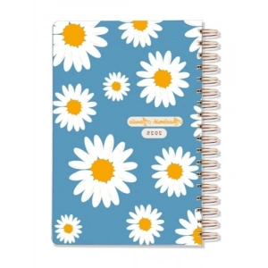 2025 A5 Papatya Temalı Spiralli Planlayıcı - Sticker Hediyeli