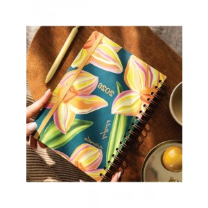 2026 A5 Spiralli Haftalık Ajanda - Çiçek Desenli