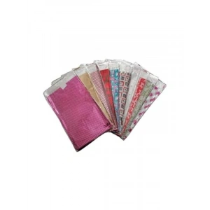 20x25 cm Kendinden Bantlı Metalize Hediye Poşeti, Renkli 100lü Paket