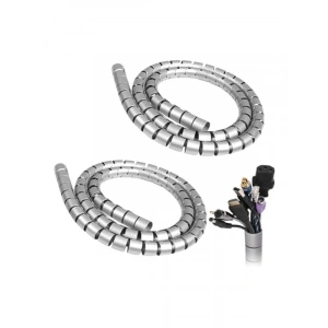 22 mm Gri Spiral Kablo Kanalı, 1 Metre, 2 Adet Set
