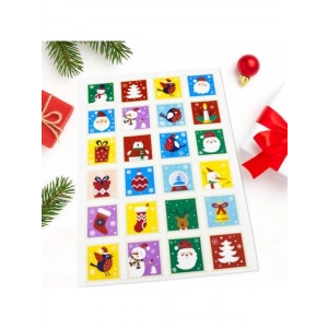 24 Adet Kare Yılbaşı Etiketi, 4x4 cm