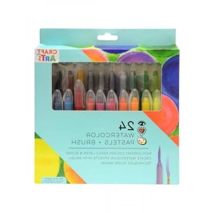 24lü Su Renkli Pastel ve Fırça Seti