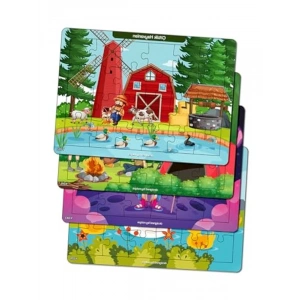 24 Parça Ahşap Renkli Eğitici Puzzle Seti - 2 Yaş ve Üzeri