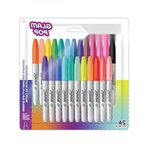 24 Renkli Kalıcı Markör Seti, Şık Glam Pop Tasarım