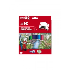 24 Renkli Kuru Boya Kalemi Seti, Dayanıklı ve Silinebilir