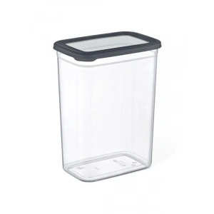 2400 ml Hacimli 3’lü Dikdörtgen Saklama Kabı Seti, Şeffaf Gövde ve Antrasit Kapak