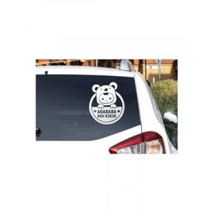 24x28 cm Arabada Bebek Var Sticker, Cam İçin