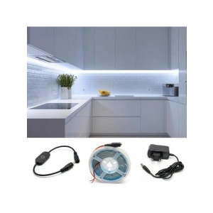 2.5 Metre Beyaz Şerit LED Aydınlatma Seti, Dokunmatik Anahtar ile Kontrol