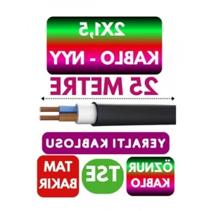 25 Metre Uzunluğunda 2x1,5 NYY Yeraltı Kablo, Dayanıklı Yapı