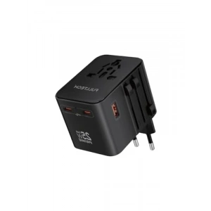 25W GaN Hızlı Şarjlı Universal Seyahat Adaptörü, 2x USB-C + 1x USB-A