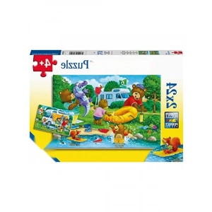 2x24 Parçalı Ayı Ailesi Kampta Puzzle - Eğlenceli Zeka Oyunu