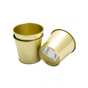 3 Adet 9 cm Pirinç/Altın Renkli Çiçek Saksısı Seti