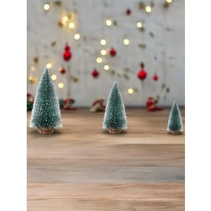 3 Adet Çam Ağacı Seti - 15 cm, 15 cm, 20 cm - Yılbaşı Dekorasyonu