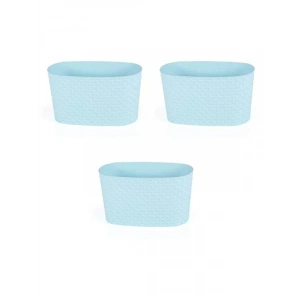 3 Adet Pastel Mavi Dekoratif Balkon Saksısı