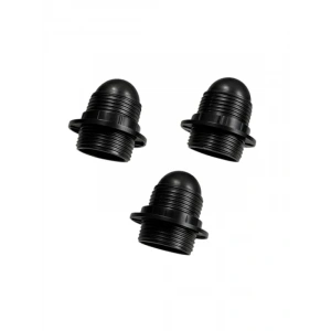 3 Adet Siyah İtalyan Standart E27 Abajur Duy Seti