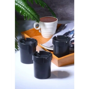 3 Adet Siyah Plastik Küllük Oto Kül Tablası