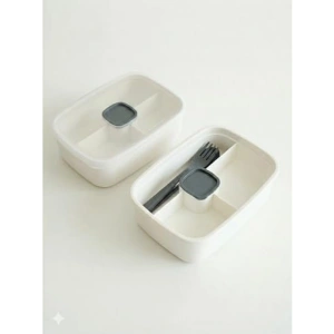 3 Bölmeli Sızdırmaz Lunch Box - Beyaz