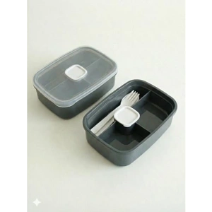 3 Bölmeli Sızdırmaz Lunch Box, BPA İçermeyen Yemek Kabı, Gri Renk