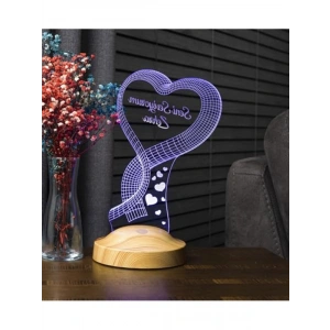 3 Boyutlu Kalpli LED Lamba - Kişiye Özel Hediye