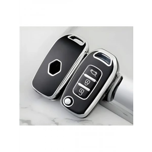 3 Butonlu Nano Anahtar Kılıfı, Siyah-Gümüş Tasarım