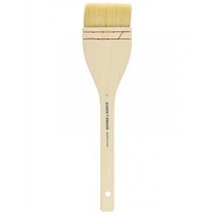 3 Geniş Düz Ahşap Saplı Fırça - Beyaz