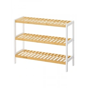 3 Katlı Bambu Ayakkabı Rafı, Doğal Renkte Tasarım