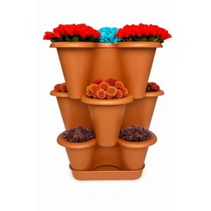 3 Katlı Dekoratif Saksı Seti - Yonca Tasarımı, 26.5 x 26.5 cm