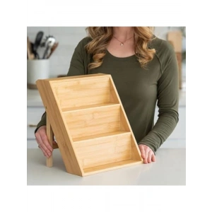 3 Katlı Katlanabilir Bambu Baharat Standı - Çekmece İçi Kullanıma Uygun