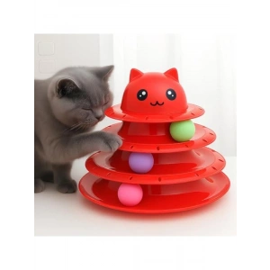 3 Katlı Kedi Oyuncak Seti | Kırmızı Renk