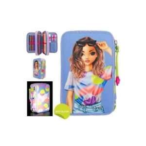 3 Katlı Reflektörlü Mavi Kalem Kutu - Pratik Tasarım