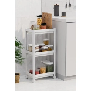 3 Katlı Tekerlekli Raf Ünitesi - Çok Amaçlı Mutfak ve Banyo Organizeri