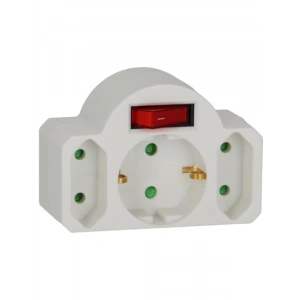 3lü Açık/Kapalı Güvenlik Anahtarlı Priz Adaptörü - Beyaz