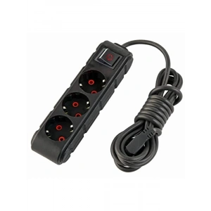 3lü Anahtarlı Topraklı Priz 5 Metre Uzatma Kablosu (Siyah)