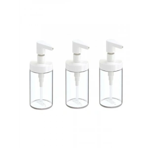3lü Cam Sabunluk Seti, Beyaz, 15 cm