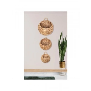 3lü El Yapımı Doğal Hasır Dekoratif Set