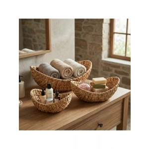 3lü Hasır Kayık Sepet Seti, Doğal Örgü Tasarım