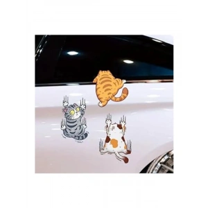 3lü Kedi Temalı Arabaya Yapışan Sticker Seti
