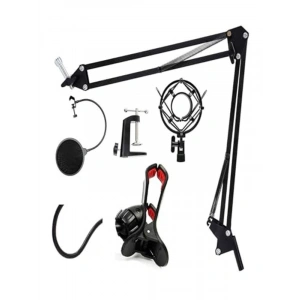 3lü Mikrofon Standı Seti, Süspansiyonlu ve Pop Filter ile